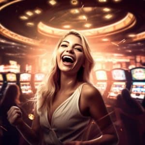 Najväčšie výhry v online kasínach na Slovensku, šťastné dievča po výhre v online kasíne news item