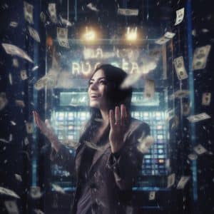 Top 6 najväčších výhier na hracích automatoch - Radosť z výhry na hracom automate, šťastie, peniaze, šľastné dievča, veľa peňazí