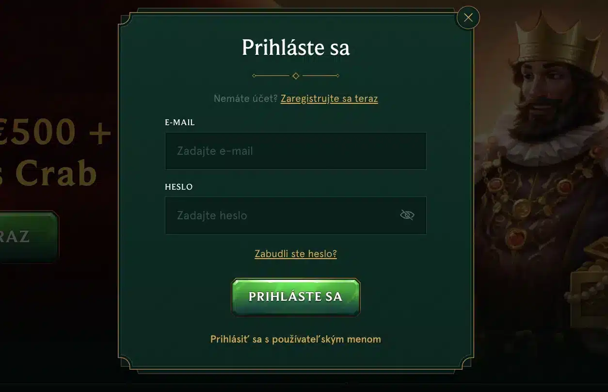 Rýchle Prihlásenie v Casinia Casino