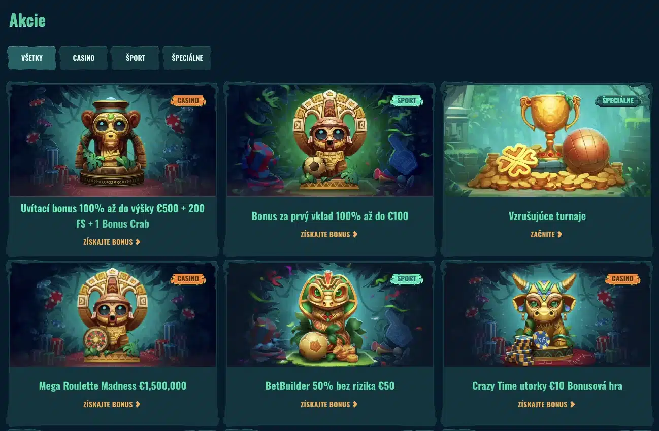 Spinanga Casino Bonusy a Akcie