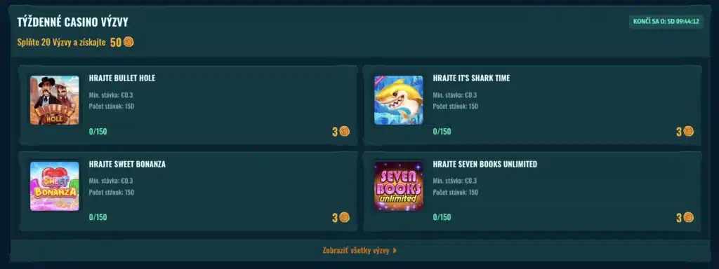 Týždenné casino výzvy v Spinanga - vyhrávajte ešte viac!