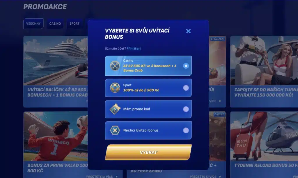 Piatkový večer - registrácia vo Wonaco Casino