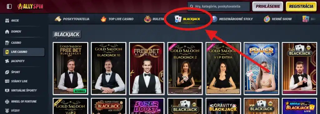 Blackjack Heat v AllySpin Casino blackjack sekcia