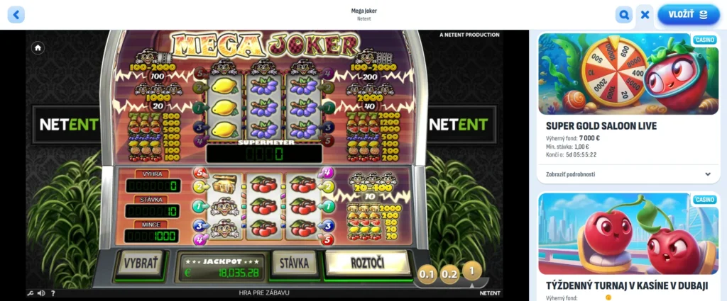 Automaty s najvyšším RTP hra Mega Joker